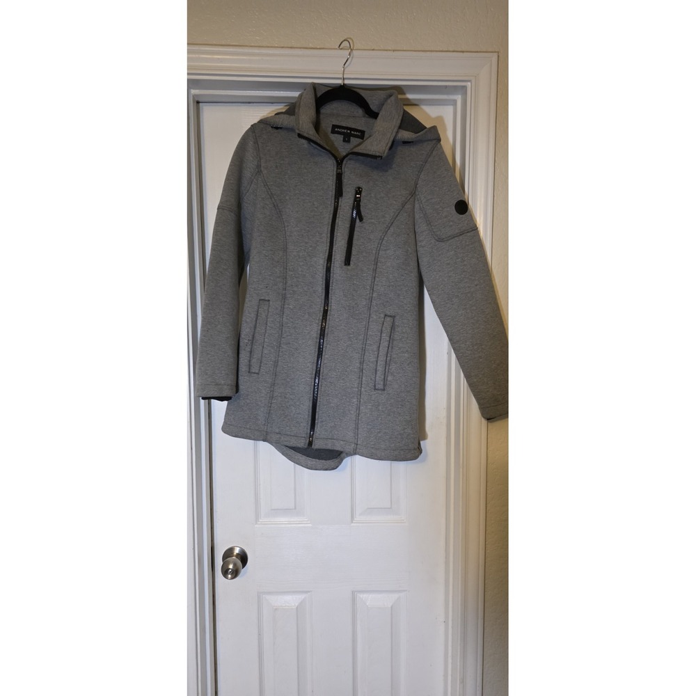 ANDREW MARC Women Grey Ribbed Coat Double Breasted Jacket Small - Picture 8 of 12